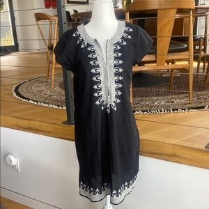 Black Tunic Dress with Embroidery